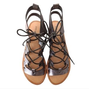 NWT Indigo Rd. Metallic Gray Gladiator Sandals